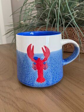 Blue/White & Red Lobster Coffee Mug Cape Shore Coastal